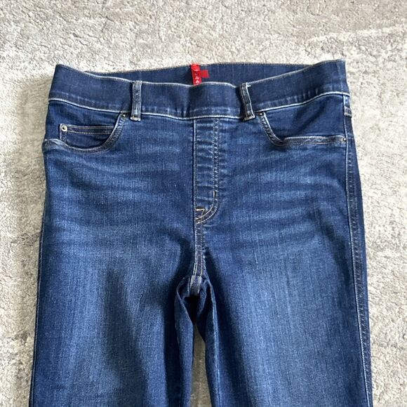Spanx Jeans Womens Medium 20327R Flare Dark Wash Pull-on Stretch Denim High Rise - Picture 2 of 6